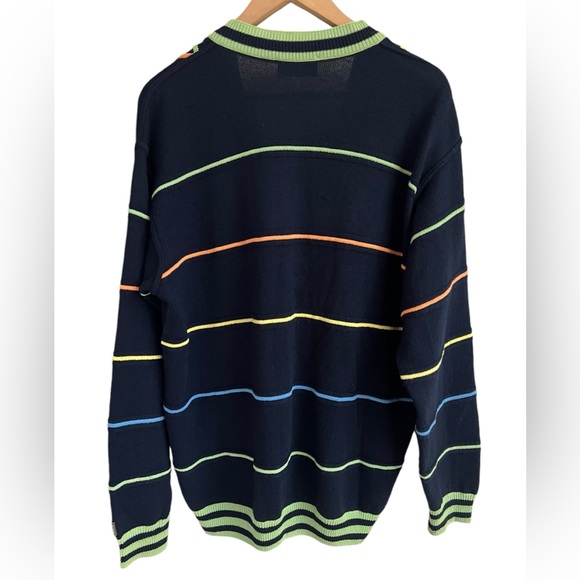 Vintage Carlo Colucci Knit Cardigan Sweater Men’s L Abstract Stripes Designer - Picture 3 of 11